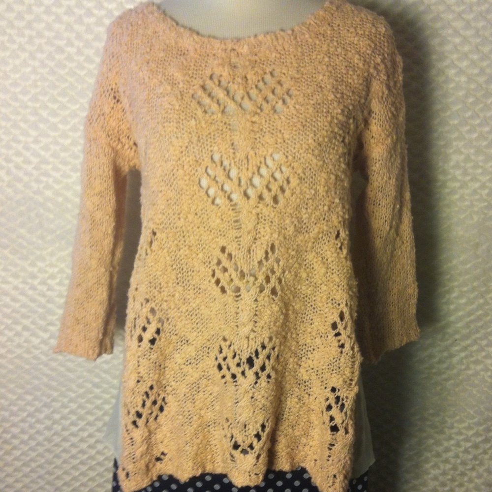 Anthropologie Chunky Knit Peach Sweater